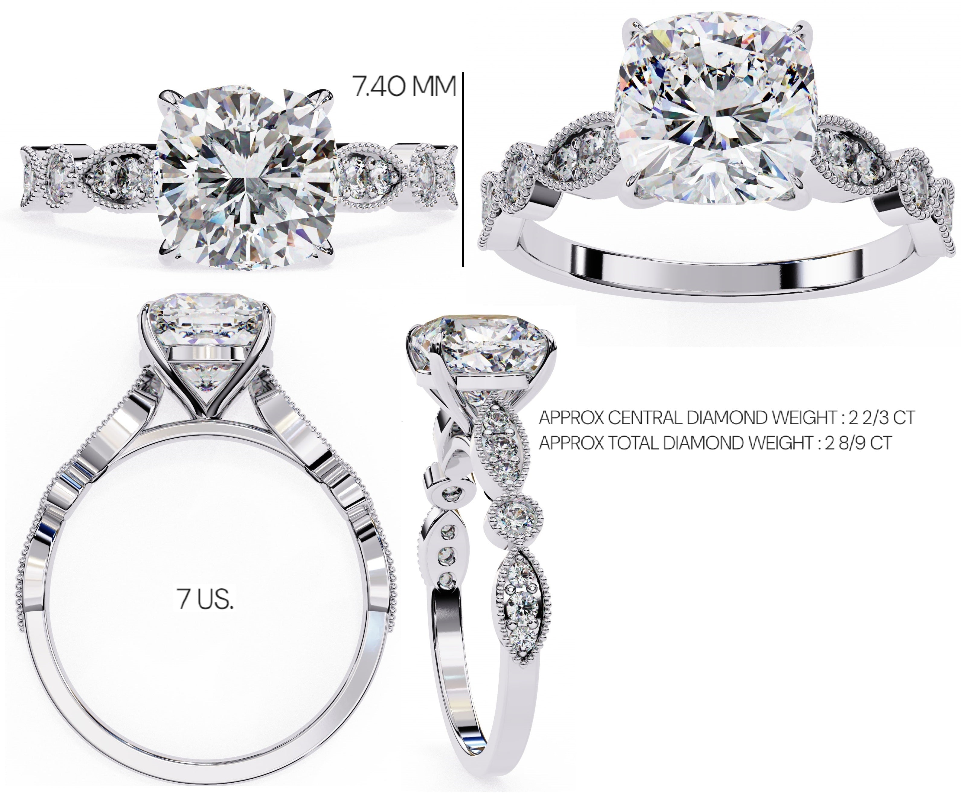 Elegant Diamond Central Stone Ring with Brilliant Side Accents