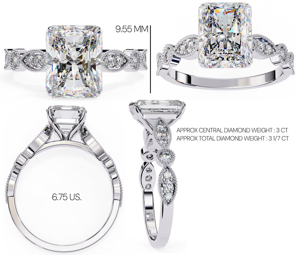 Elegant Side Stone Diamond Central Ring