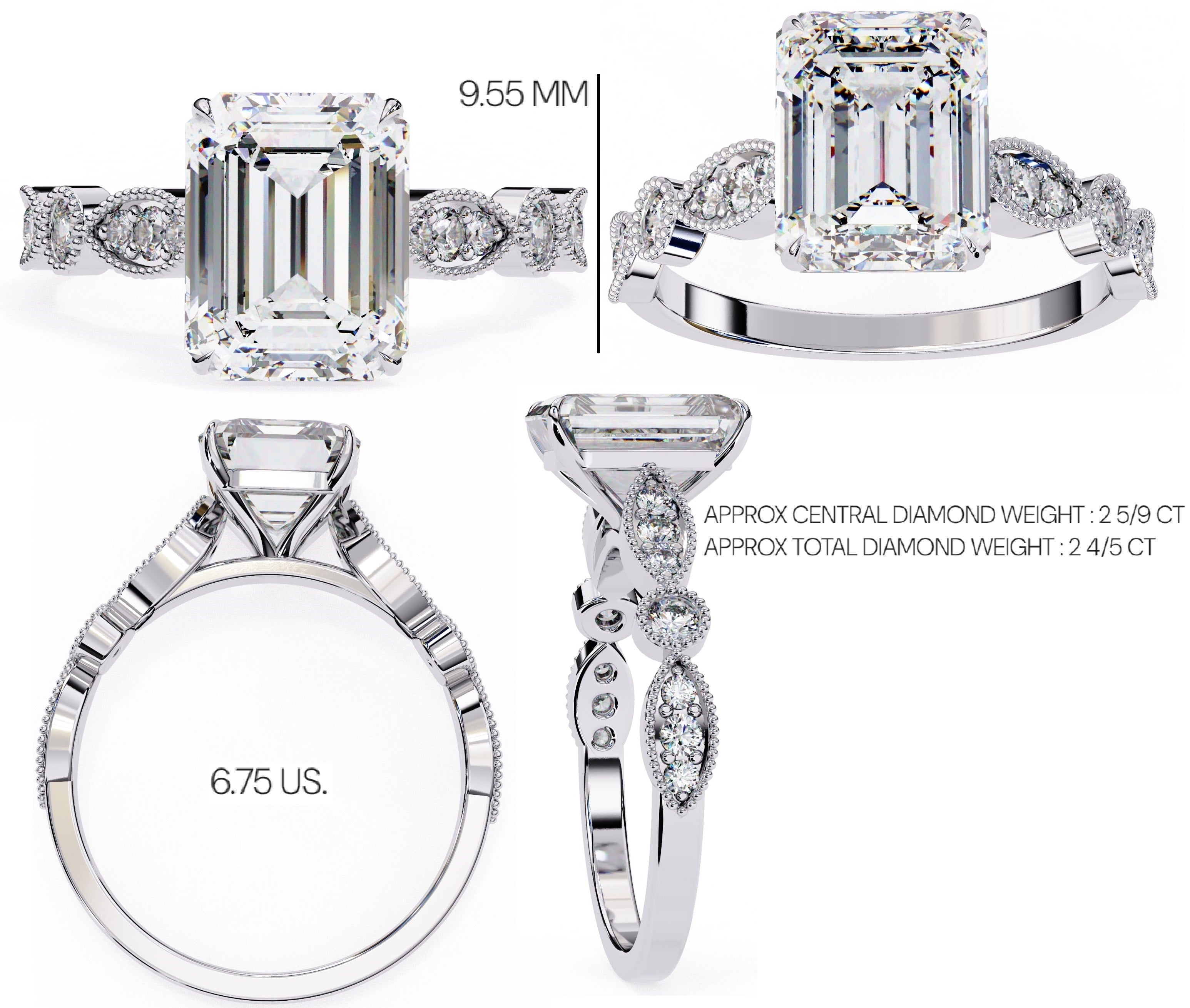 Elegant Central Stone Diamond Ring with Side Accents