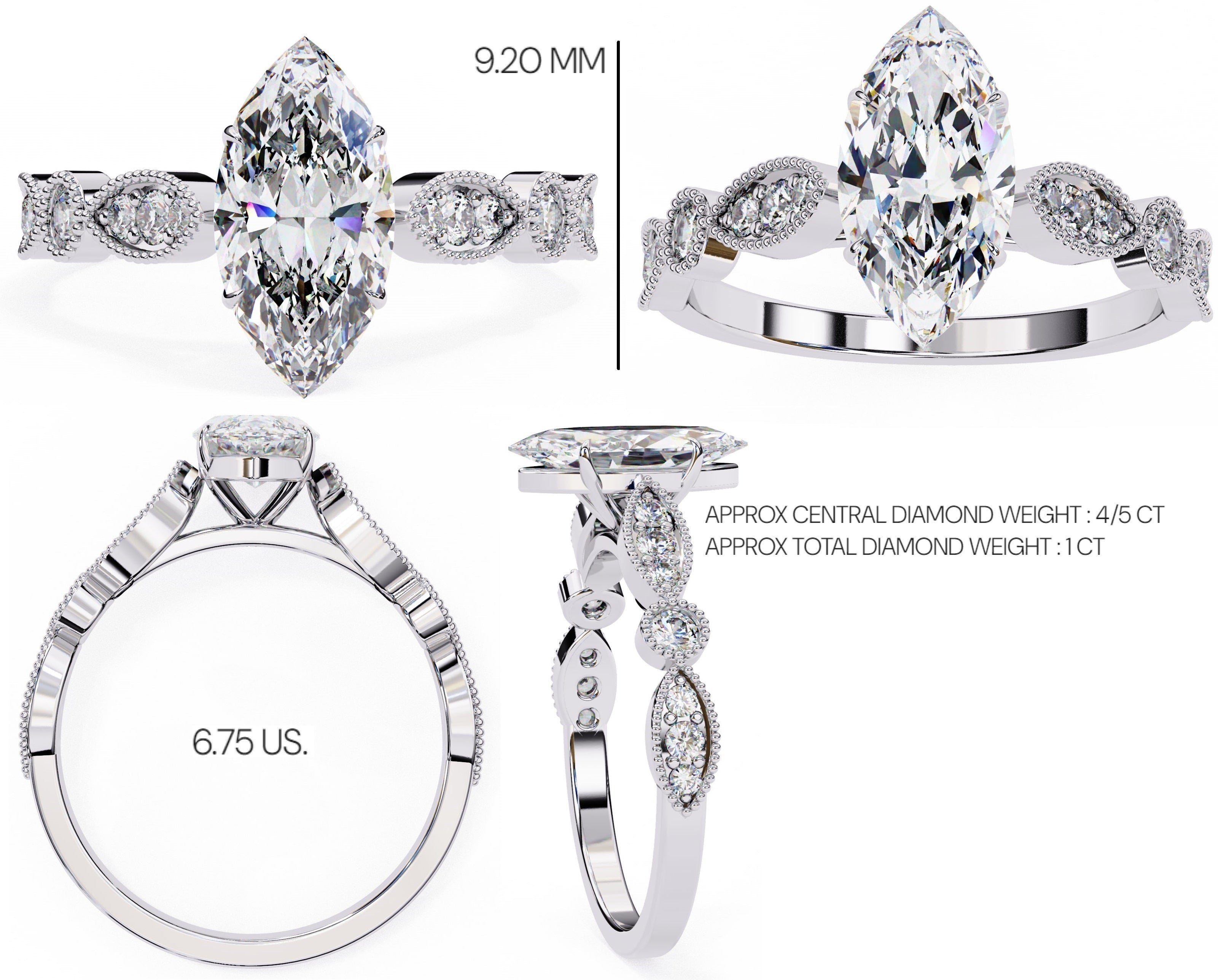 Elegant Central Stone Diamond Ring with Side Accents