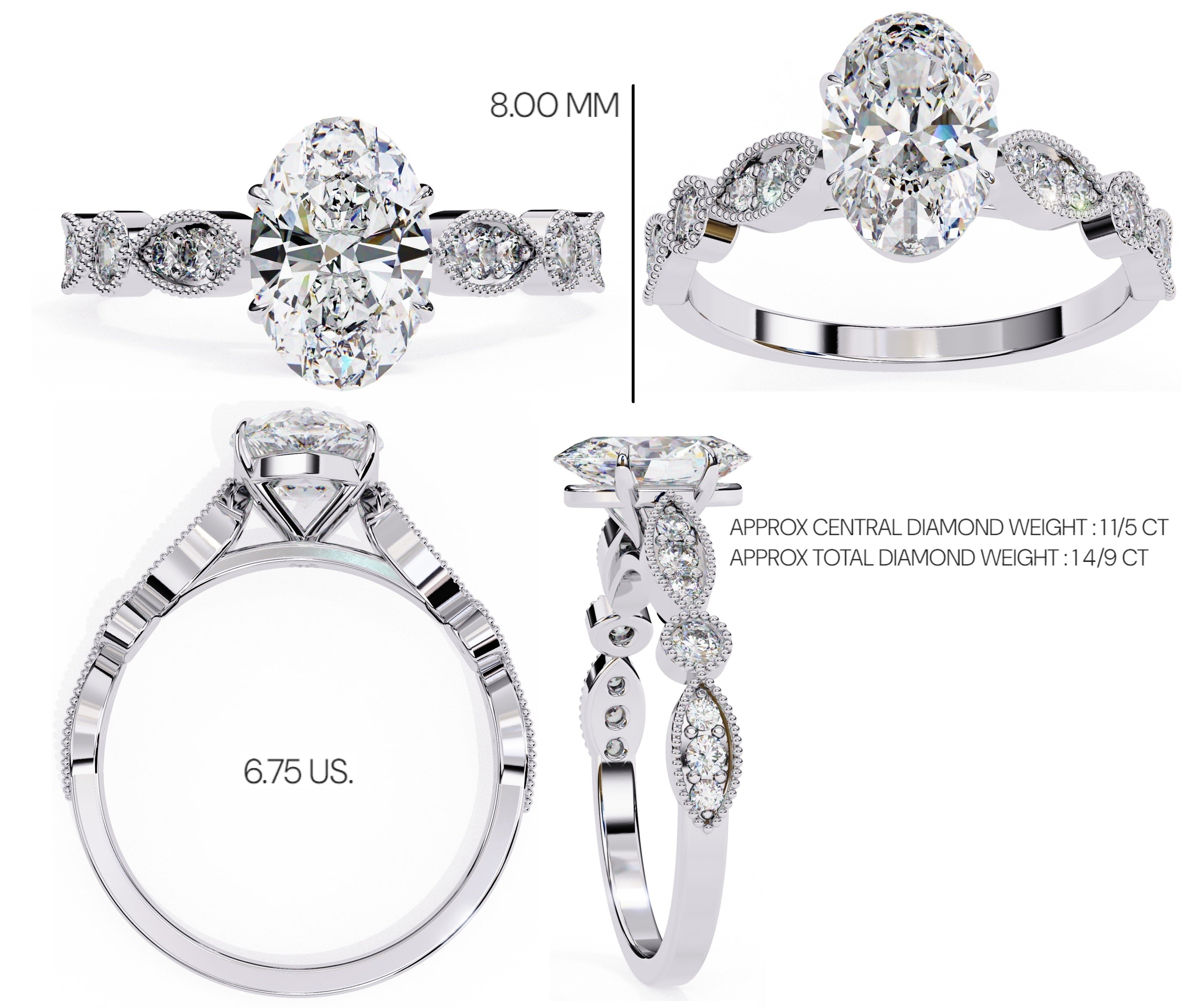 Elegant Diamond Central Stone Ring