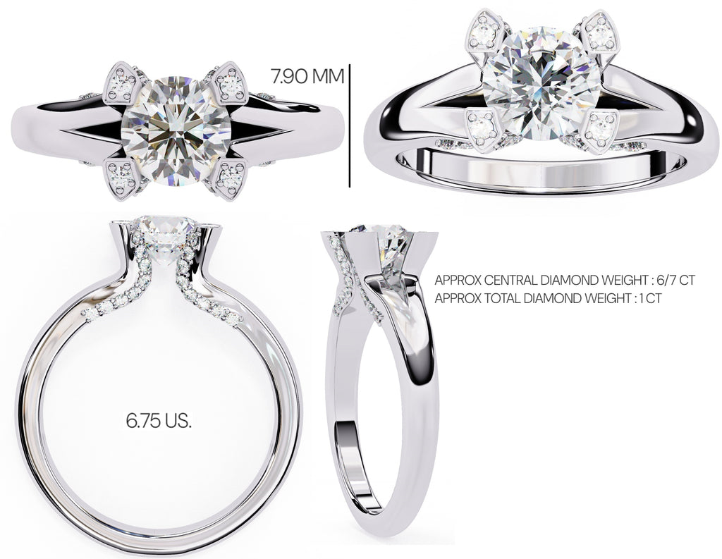 Elegant Diamond Central Stone Ring with Brilliant Side Accents