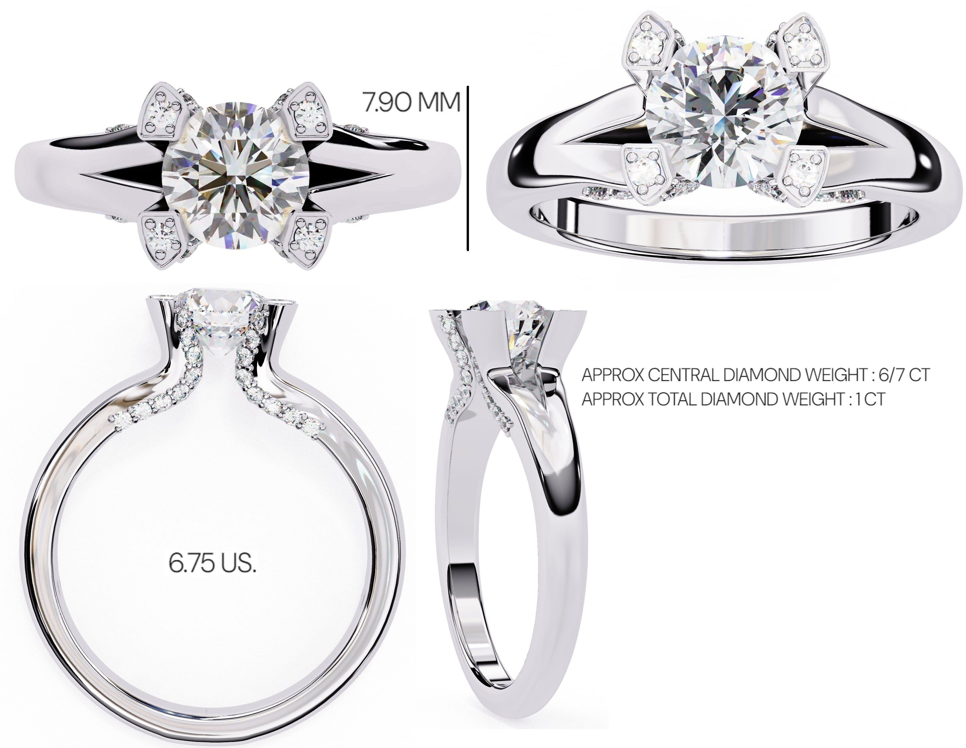 Elegant Diamond Central Stone Ring with Brilliant Side Accents