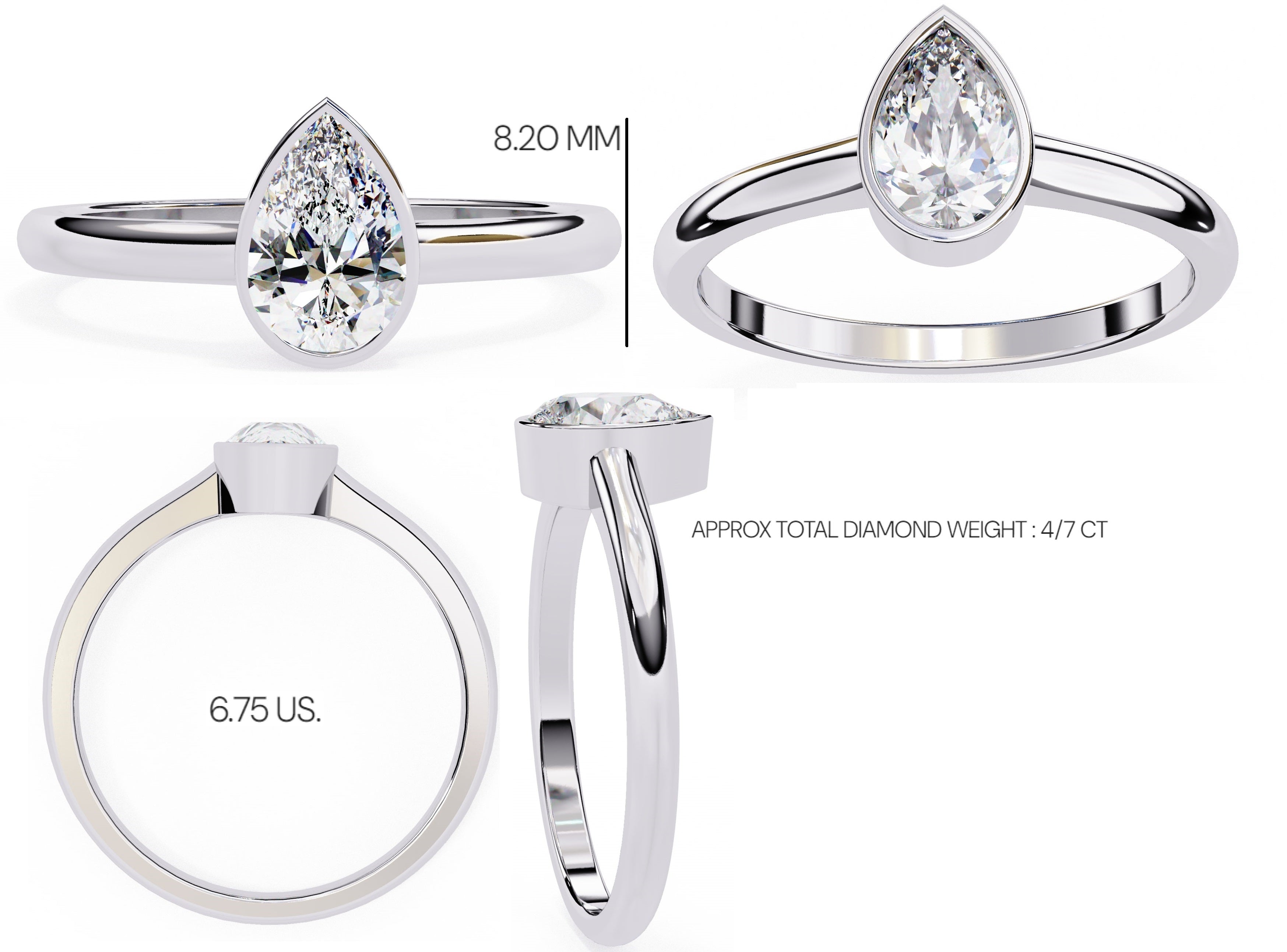 Radiant Solitaire Central Stone Ring