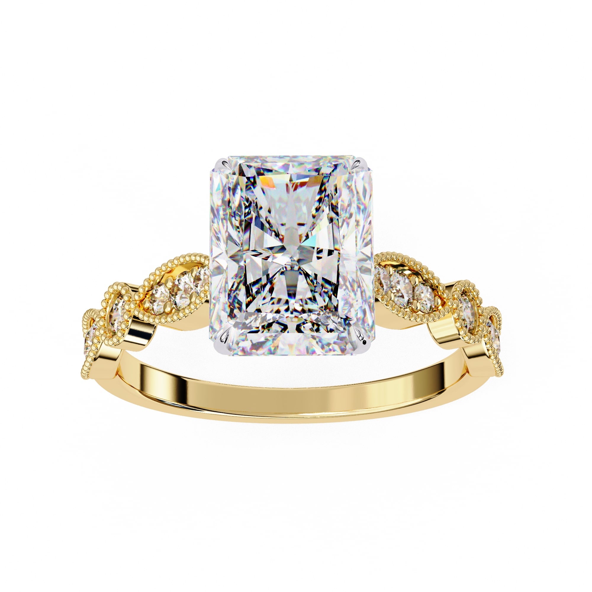 Elegant Side Stone Diamond Central Ring
