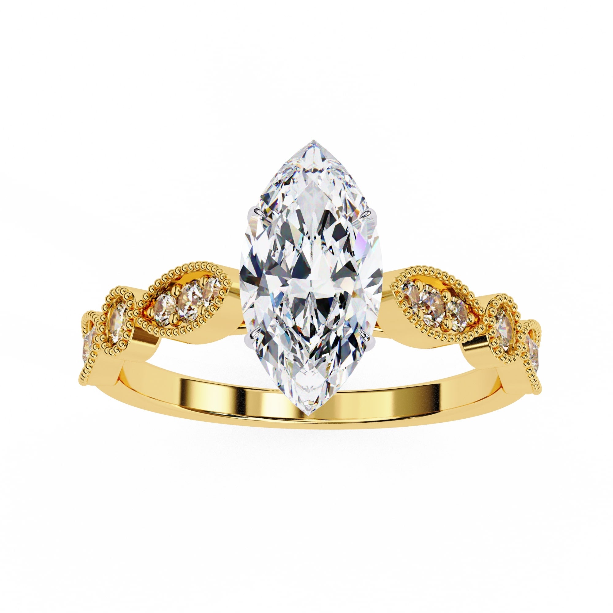 Elegant Central Stone Diamond Ring with Side Accents