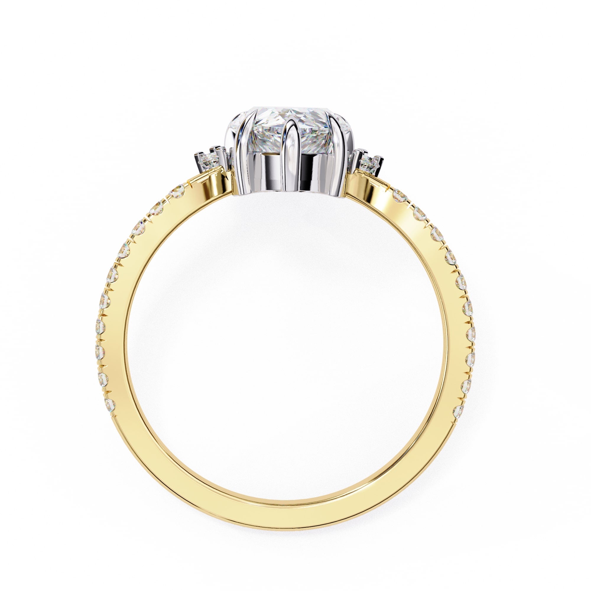 Elegant Central Stone Diamond Ring with Side Accents