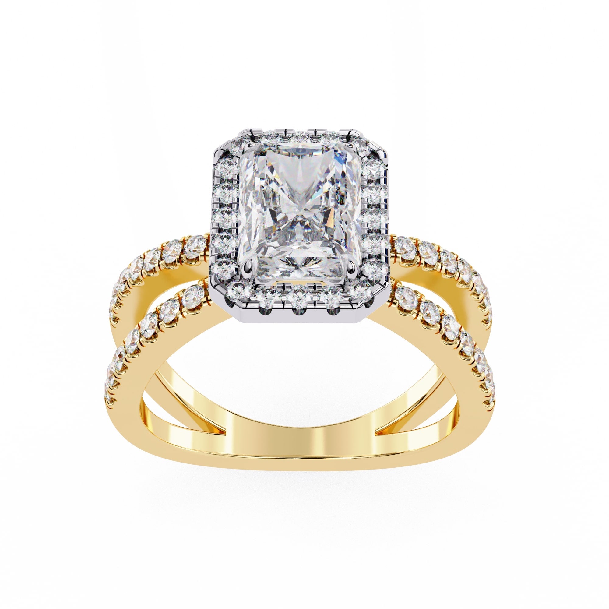 Elegant Central Stone Diamond Ring with Radiant Side Accents