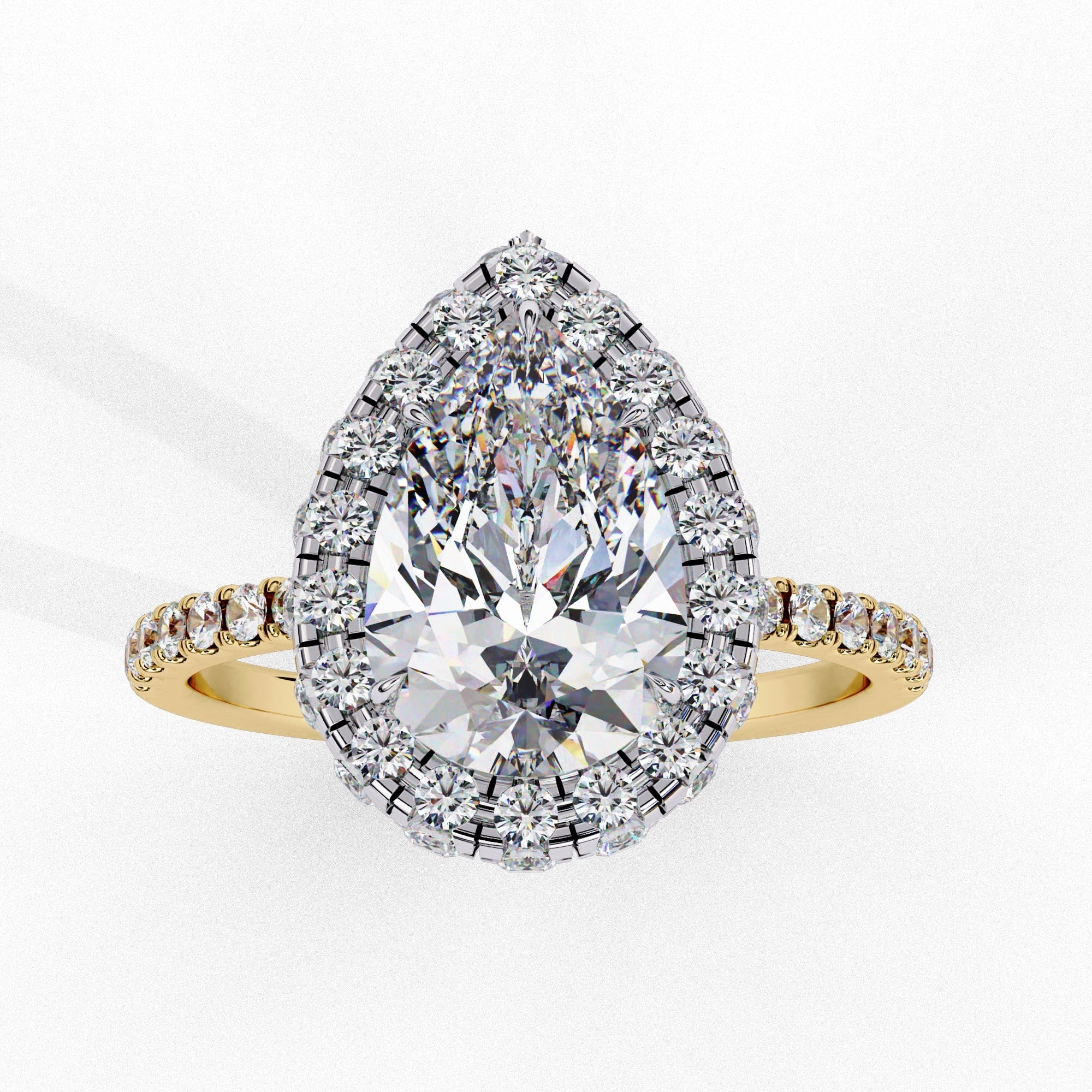 Elegant Central Stone Diamond Halo Ring