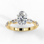 Radiant Central Stone Diamond Ring with Shimmering Side Accents