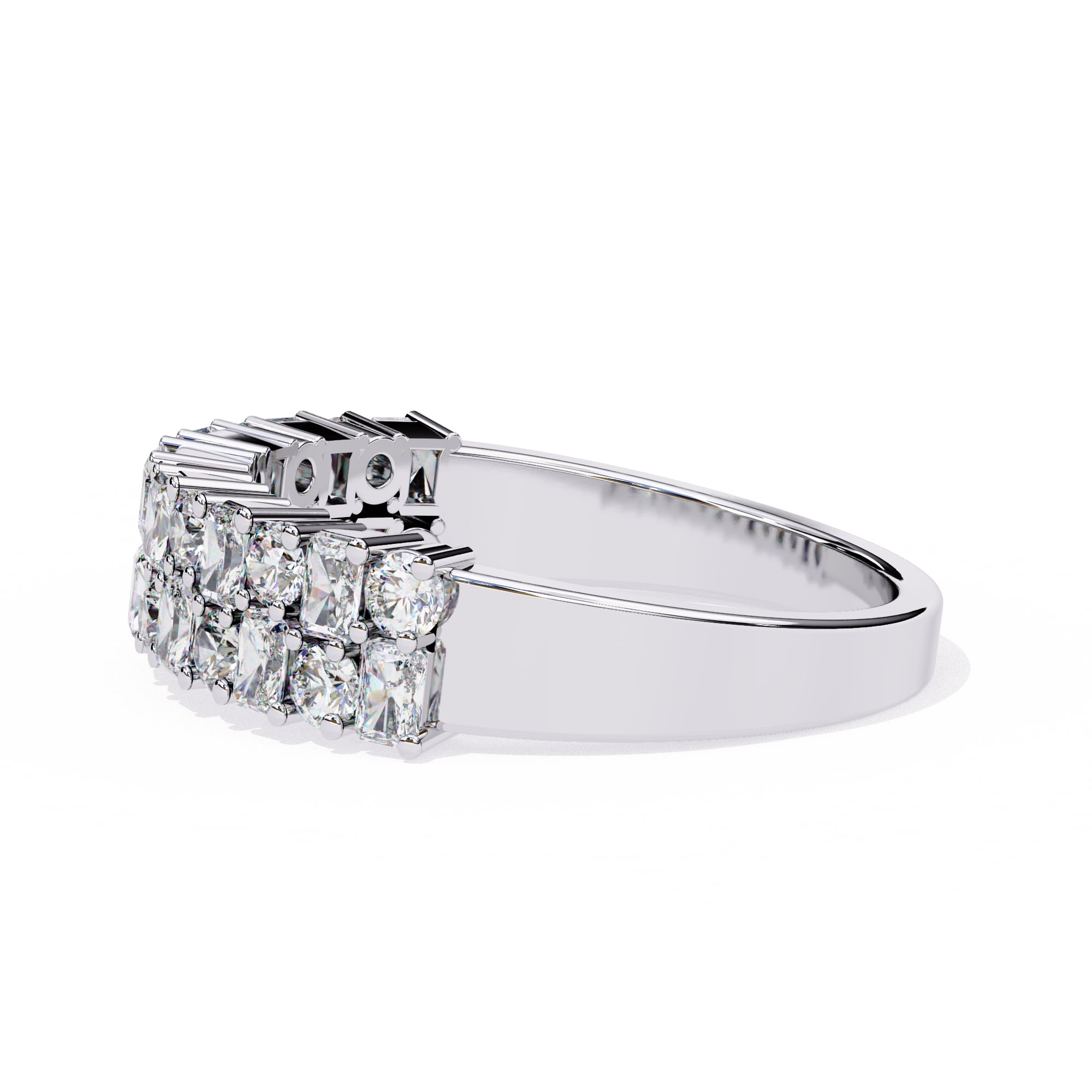 Radiant Diamond Side Stone Eternity Ring