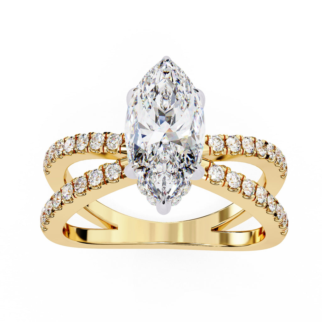 Radiant Central Stone Diamond Ring with Shimmering Side Accents