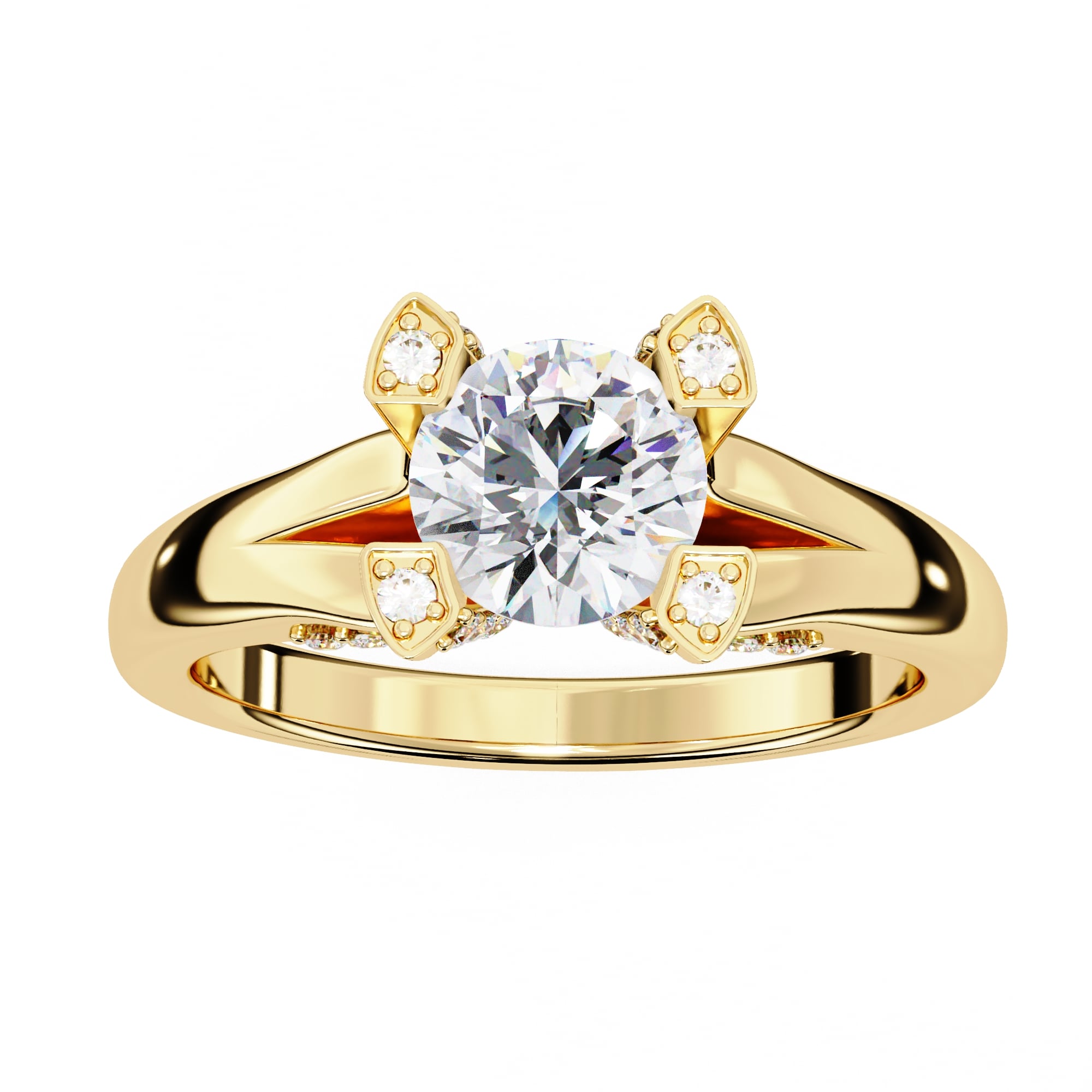 Elegant Diamond Central Stone Ring with Brilliant Side Accents