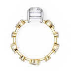 Radiant Central Stone Diamond Ring with Shimmering Side Accents