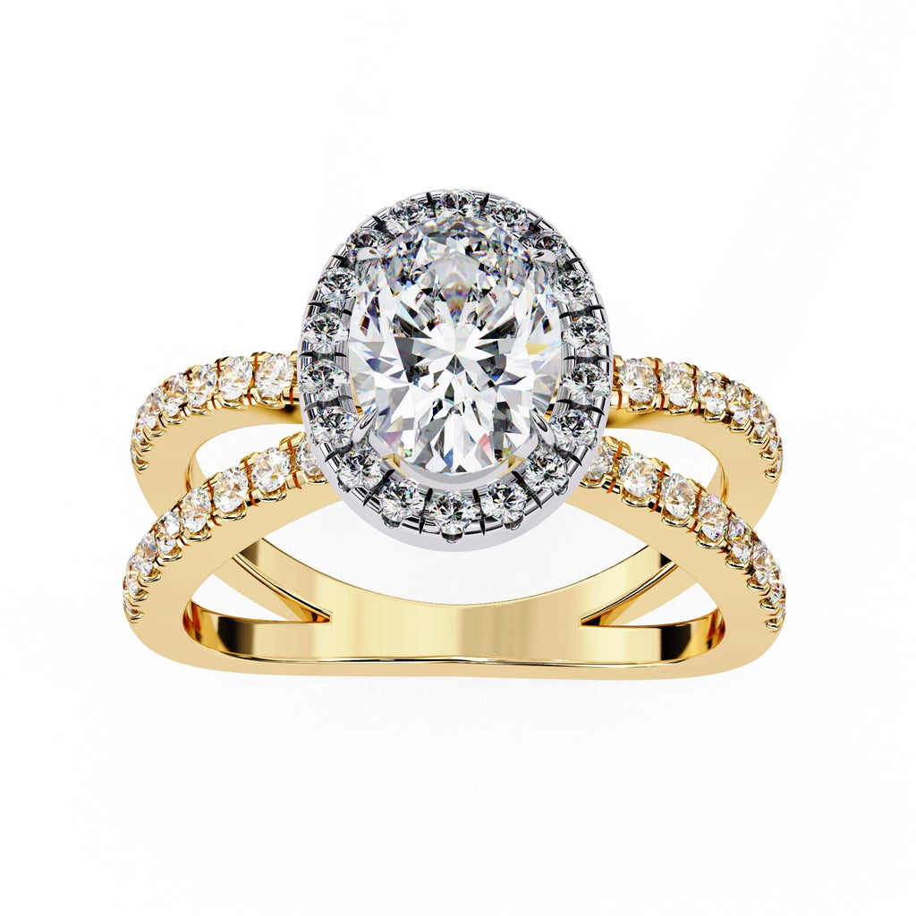 Radiant Central Stone Diamond Ring with Shimmering Side Accents