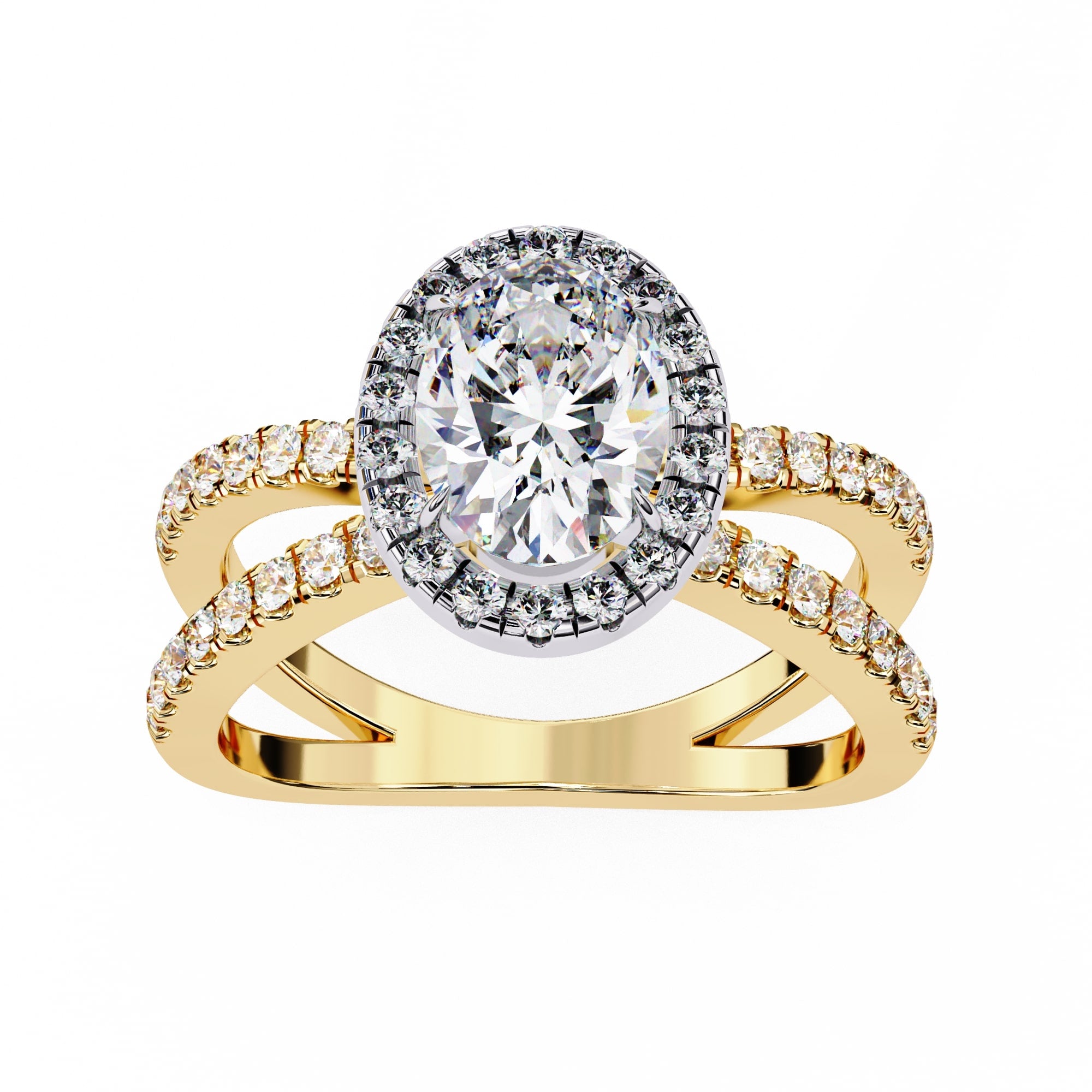 Radiant Central Stone Diamond Ring with Shimmering Side Accents