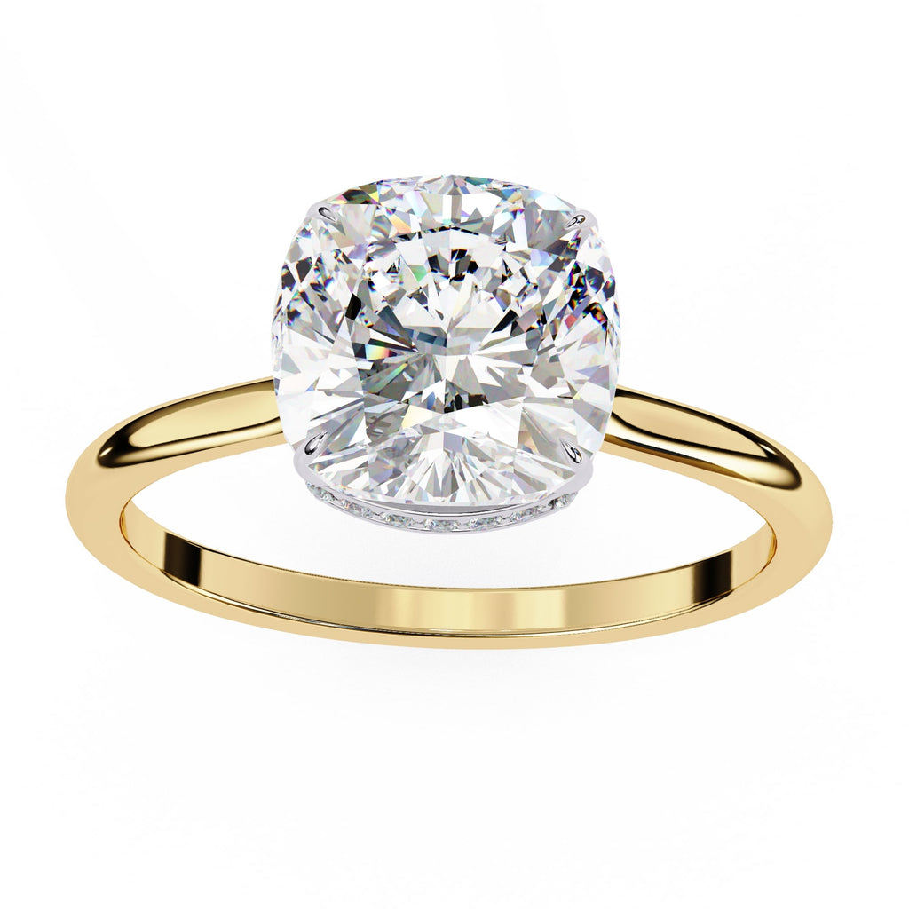 Radiant Central Stone Diamond Ring with Shimmering Side Accents