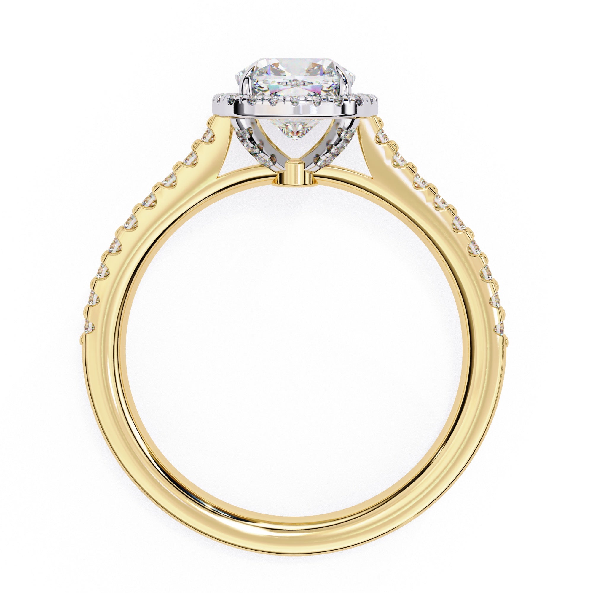 Radiant Central Stone Diamond Ring with Shimmering Side Accents