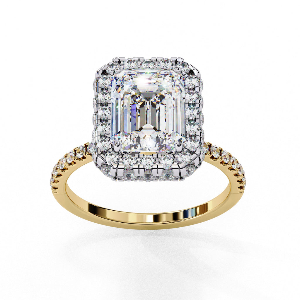 Radiant Central Stone Diamond Ring with Shimmering Side Accents