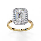 Radiant Central Stone Diamond Ring with Shimmering Side Accents