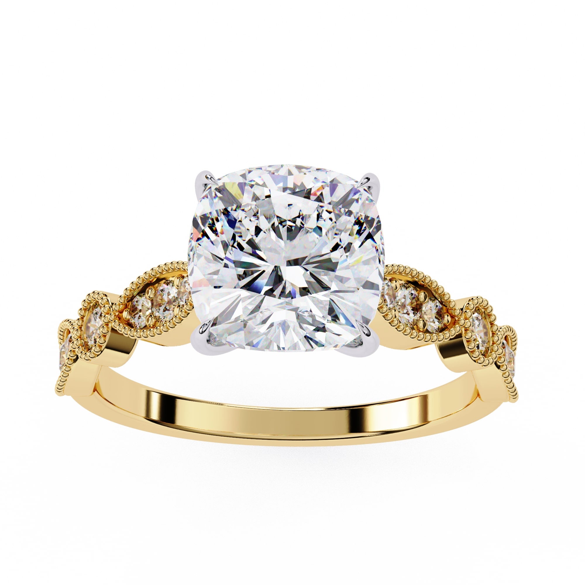 Elegant Diamond Central Stone Ring with Brilliant Side Accents