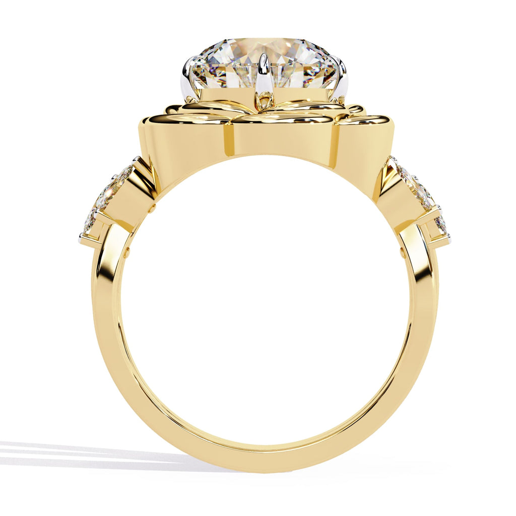 Radiant Central Stone Diamond Ring with Shimmering Side Accents
