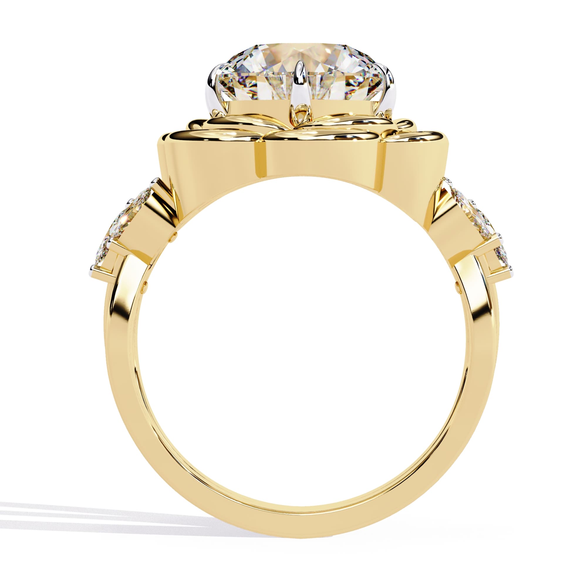 Radiant Central Stone Diamond Ring with Shimmering Side Accents