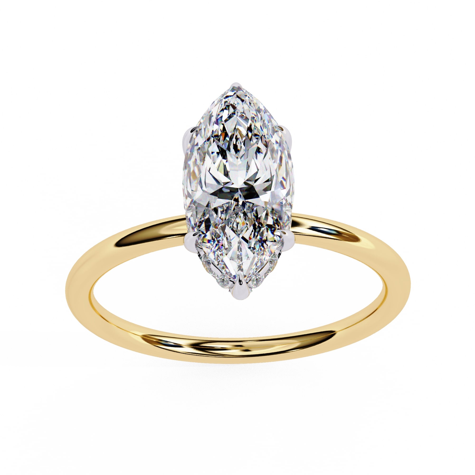 Elegant Diamond Central Stone Side Accent Ring