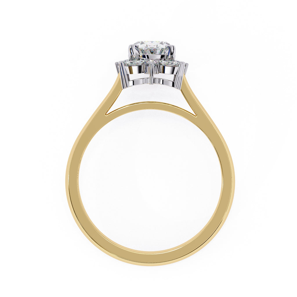 Radiant Central Stone Diamond Ring with Shimmering Side Accents