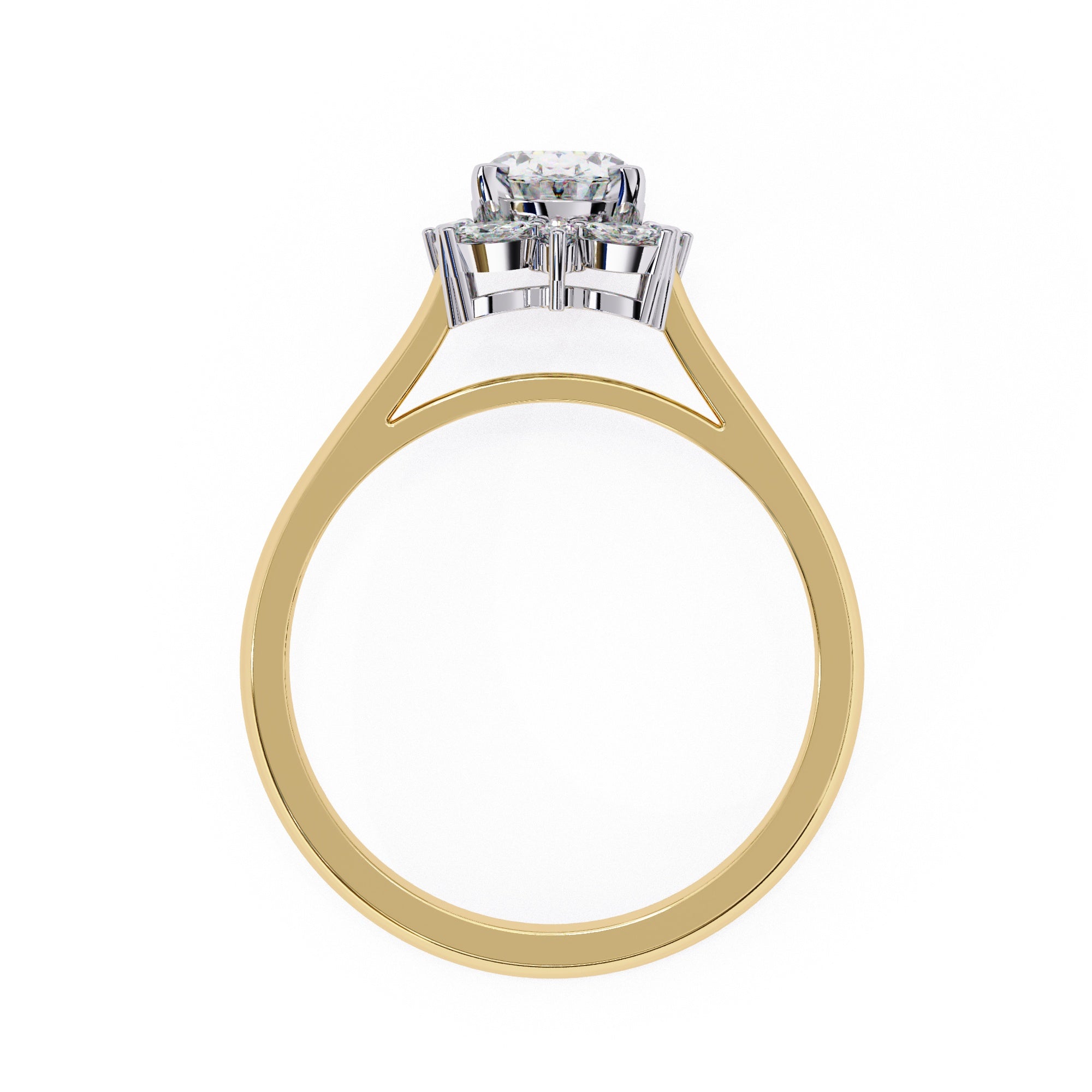 Radiant Central Stone Diamond Ring with Shimmering Side Accents