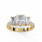 Radiant Multi-Stone Diamond Ring with Brilliant Side Accents