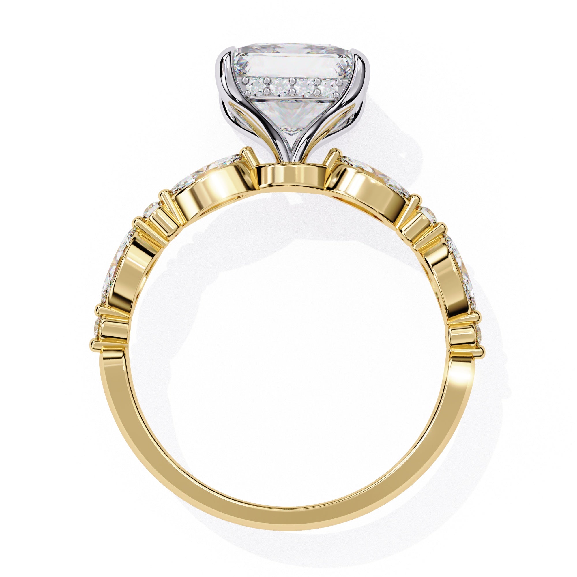 Elegant Central Stone Diamond Ring with Radiant Side Accents