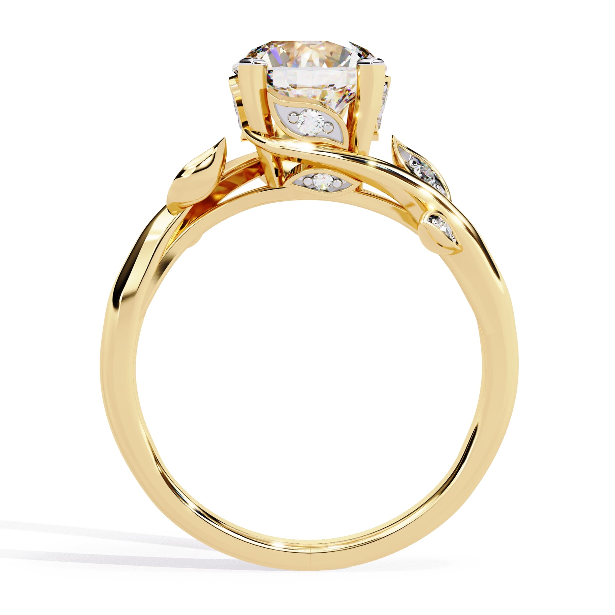 Exquisite Central Stone Diamond Ring with Shimmering Side Accents