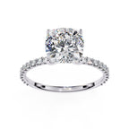 Radiant Central Stone Diamond Ring with Shimmering Side Accents