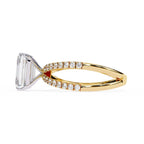 Radiant Central Stone Diamond Ring with Shimmering Side Accents
