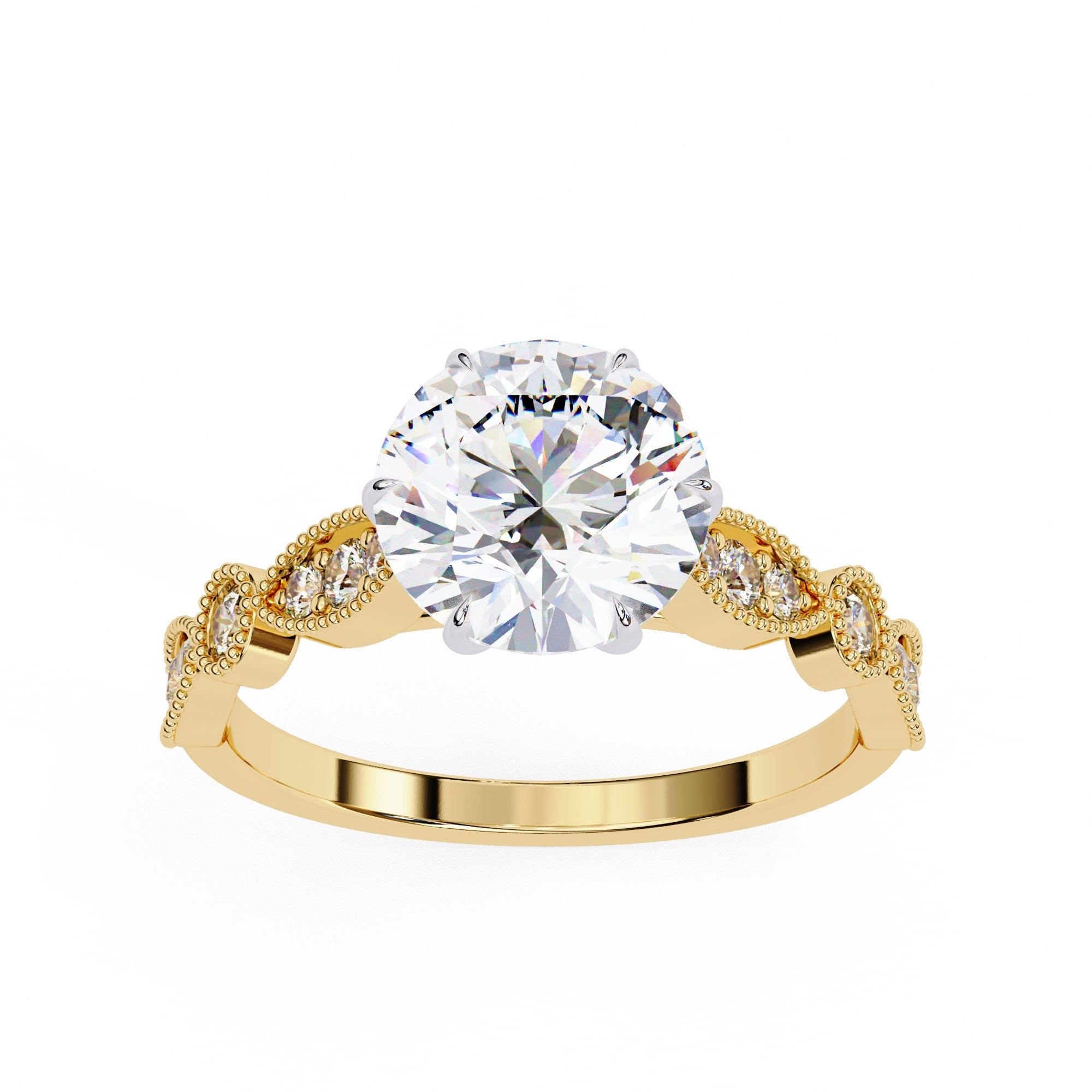Elegant Central Stone Diamond Ring with Radiant Side Accents