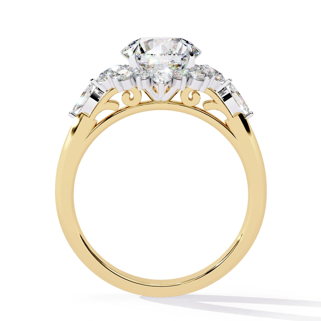 Radiant Central Stone Diamond Ring with Sparkling Side Accents