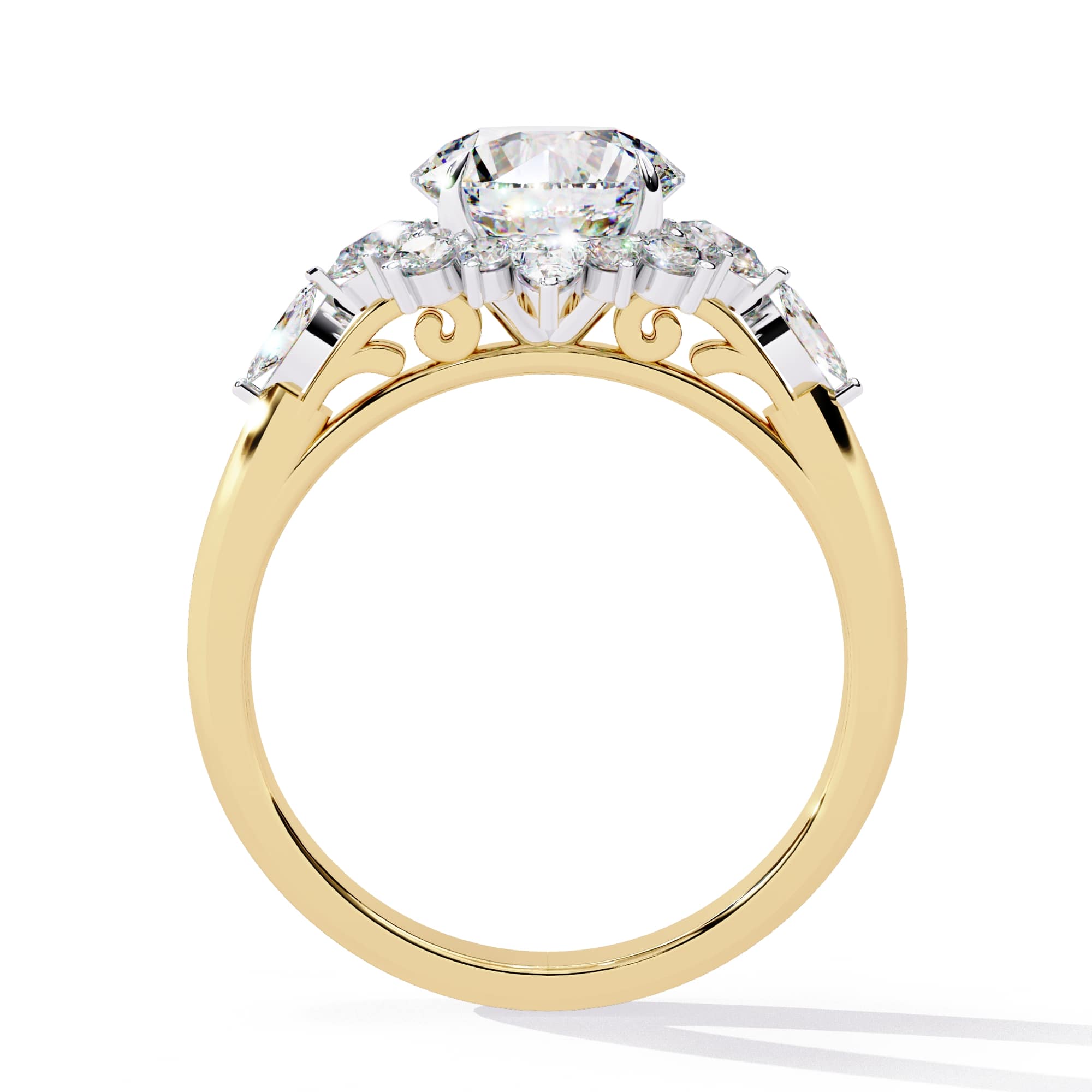Radiant Central Stone Diamond Ring with Sparkling Side Accents