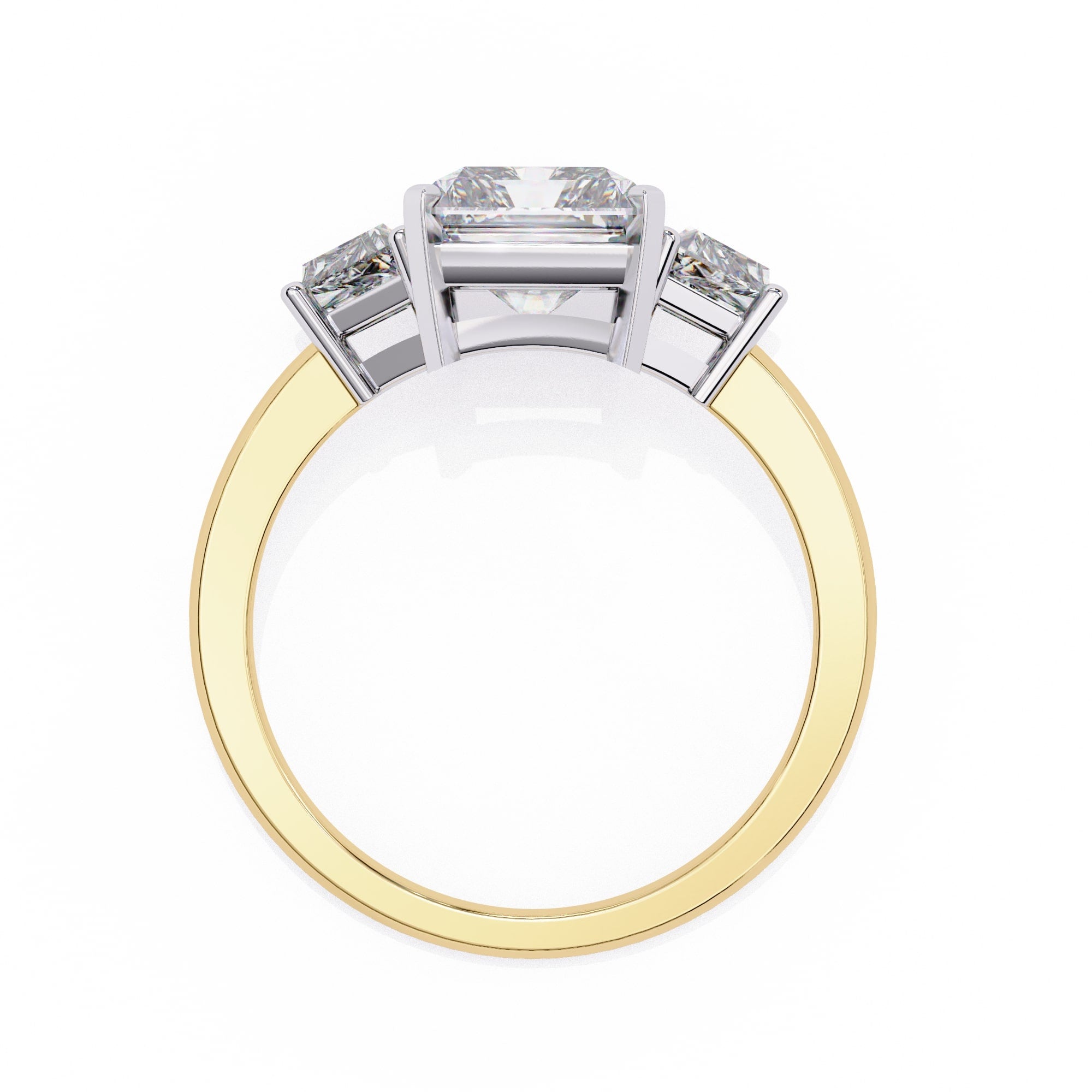 Radiant Central Stone Diamond Side Accents Ring