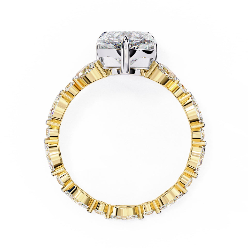 Radiant Central Stone Diamond Ring with Shimmering Side Accents