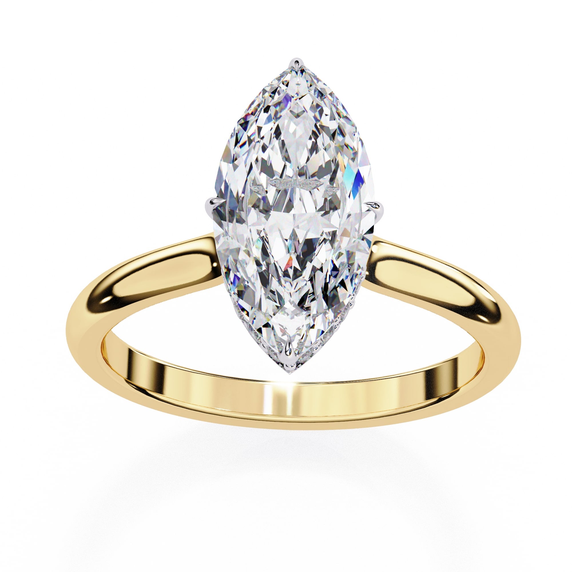 Radiant Central Stone Diamond Ring with Shimmering Side Accents