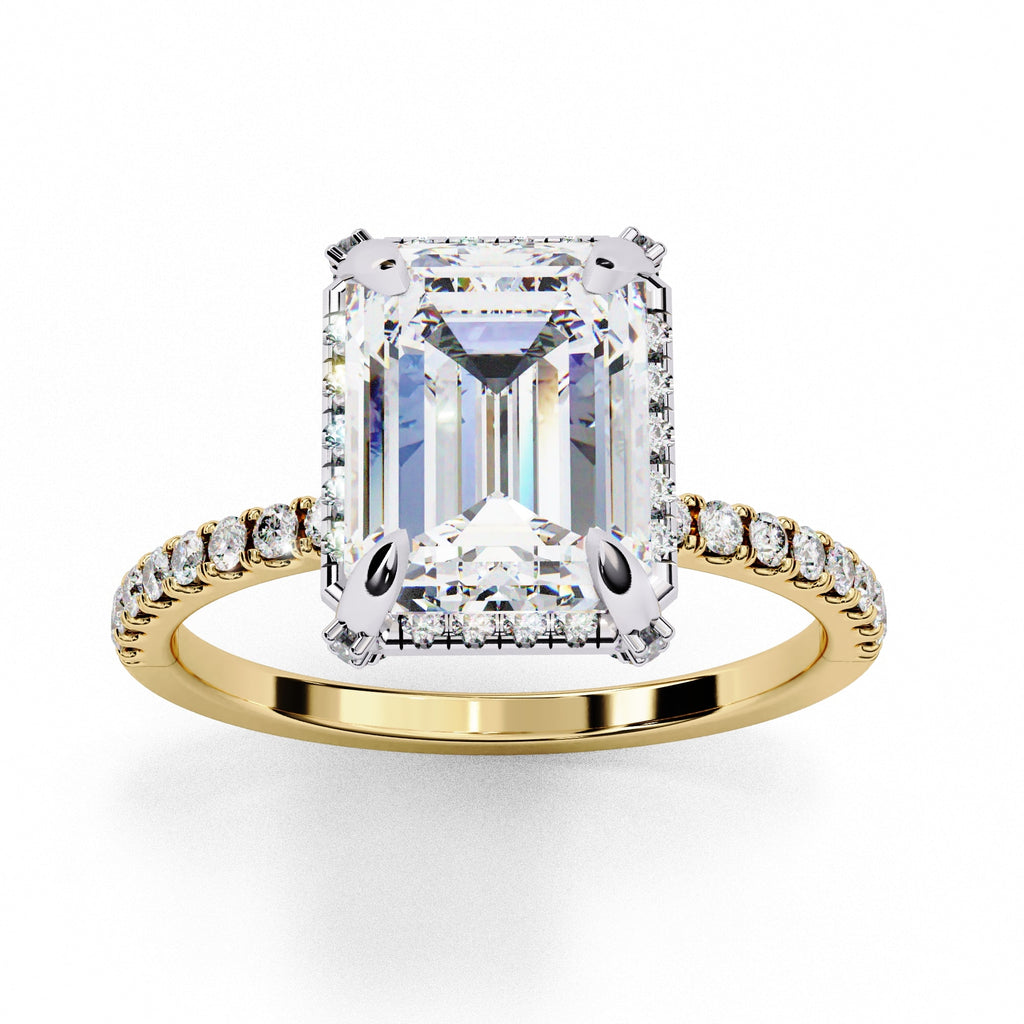 Radiant Central Stone Diamond Ring with Shimmering Side Accents