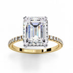 Radiant Central Stone Diamond Ring with Shimmering Side Accents
