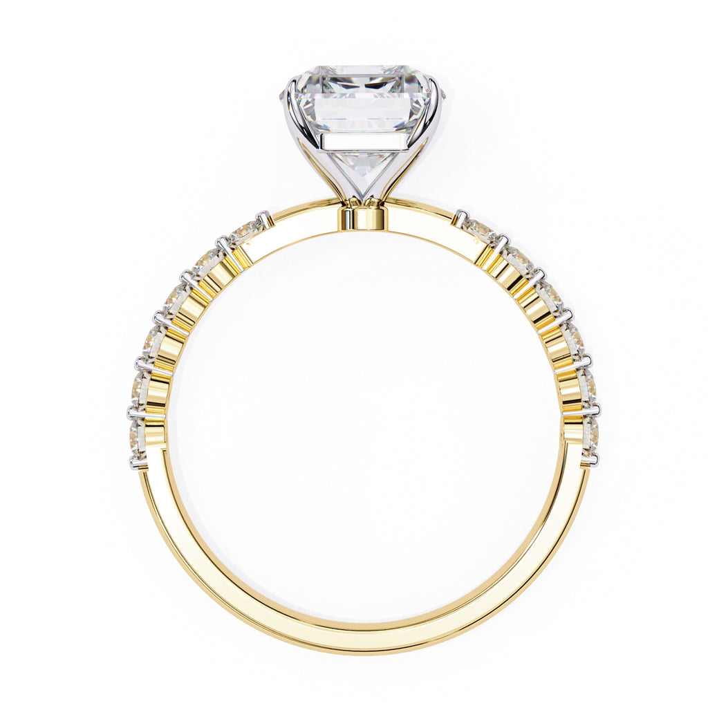 Radiant Central Stone Diamond Ring with Shimmering Accents