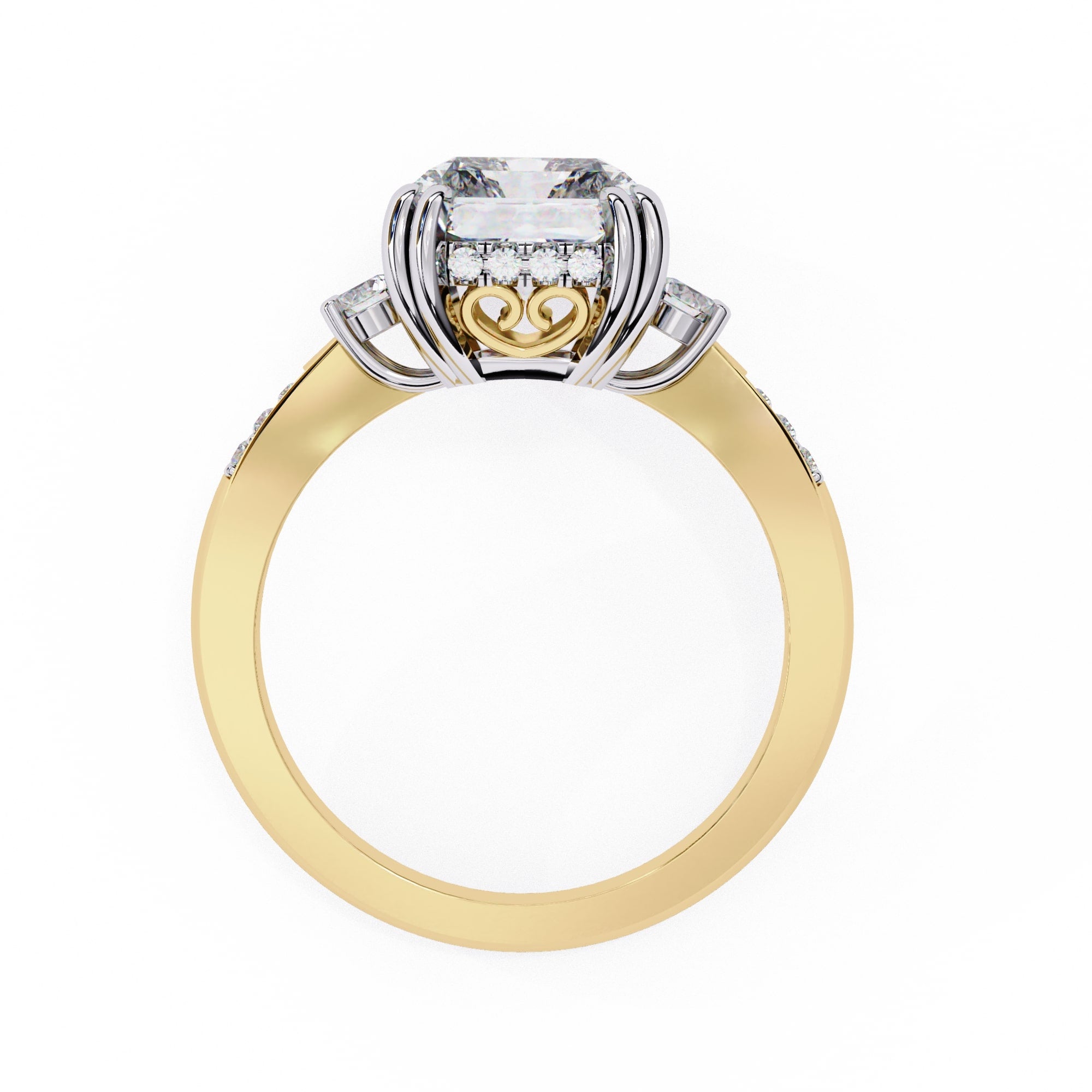 Elegant Central Stone Diamond Ring with Radiant Side Accents