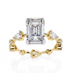 Radiant Central Stone Diamond Ring with Shimmering Side Accents
