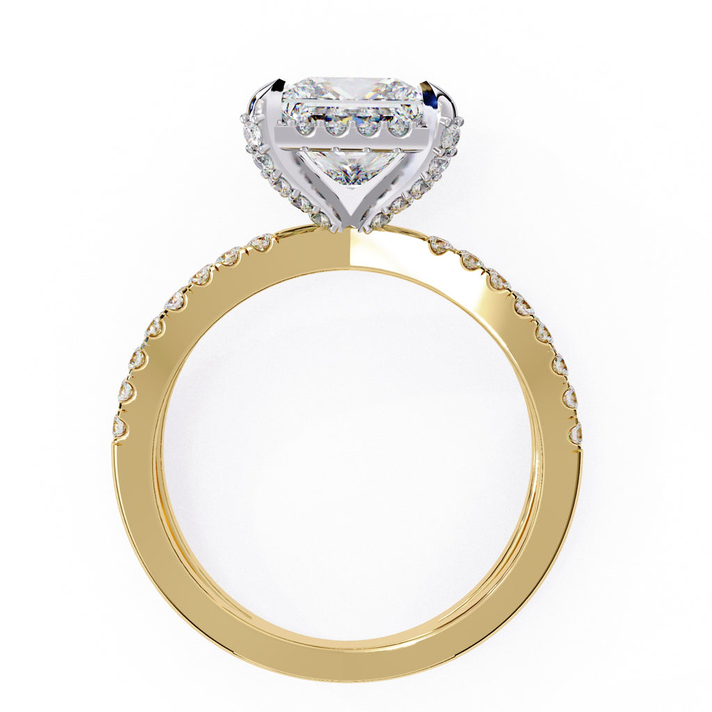 Radiant Central Stone Diamond Elegance Ring