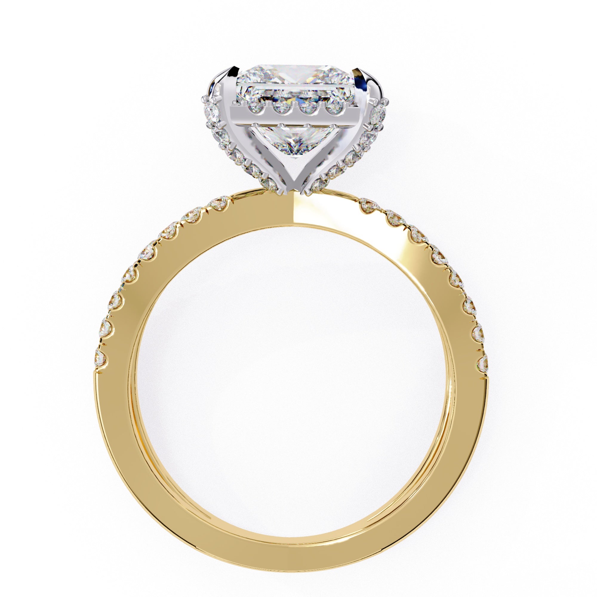 Radiant Central Stone Diamond Elegance Ring