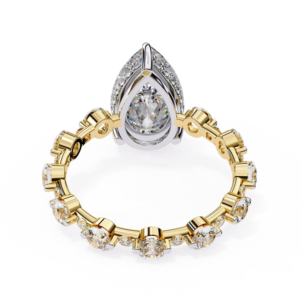 Radiant Central Stone Diamond Ring with Shimmering Side Accents