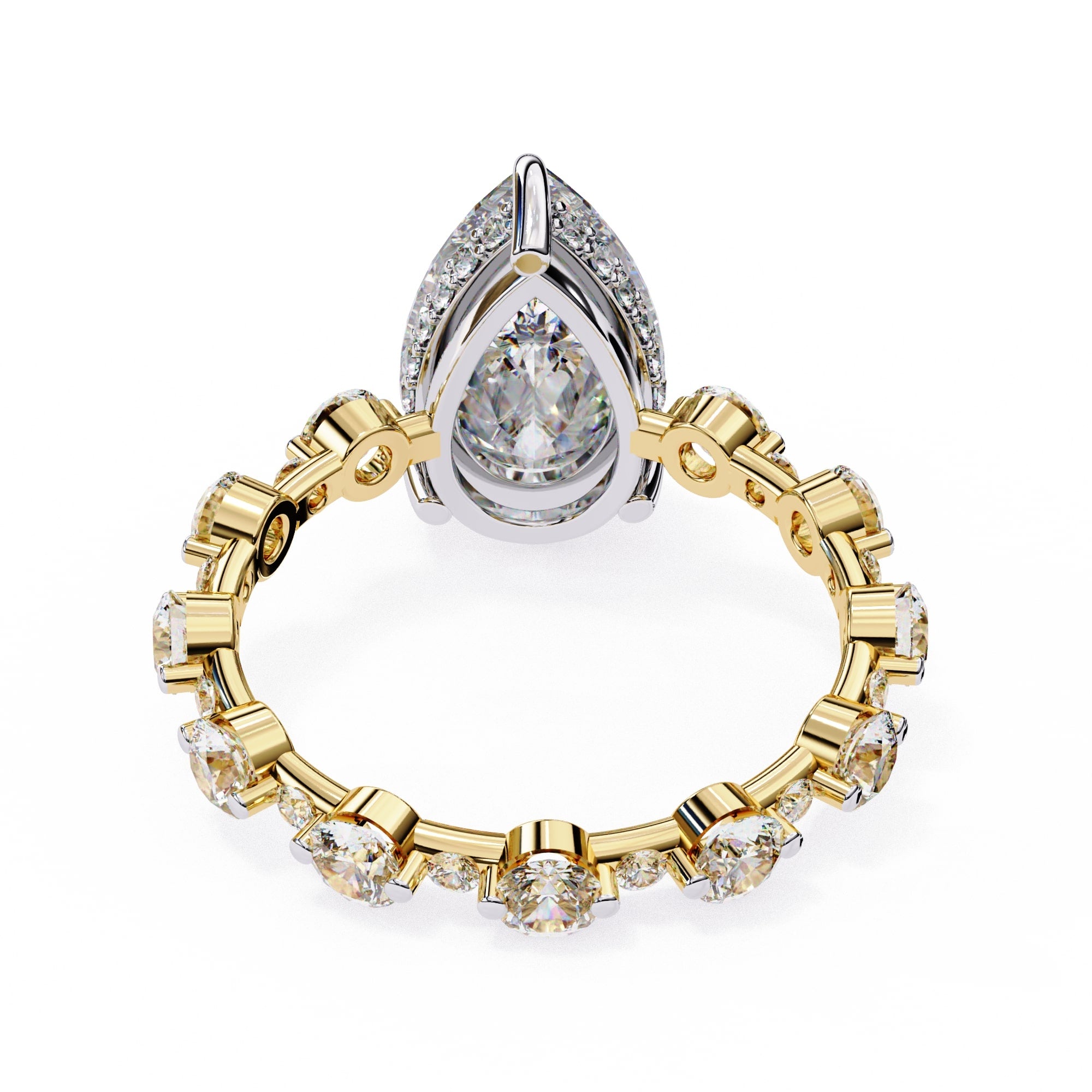 Radiant Central Stone Diamond Ring with Shimmering Side Accents
